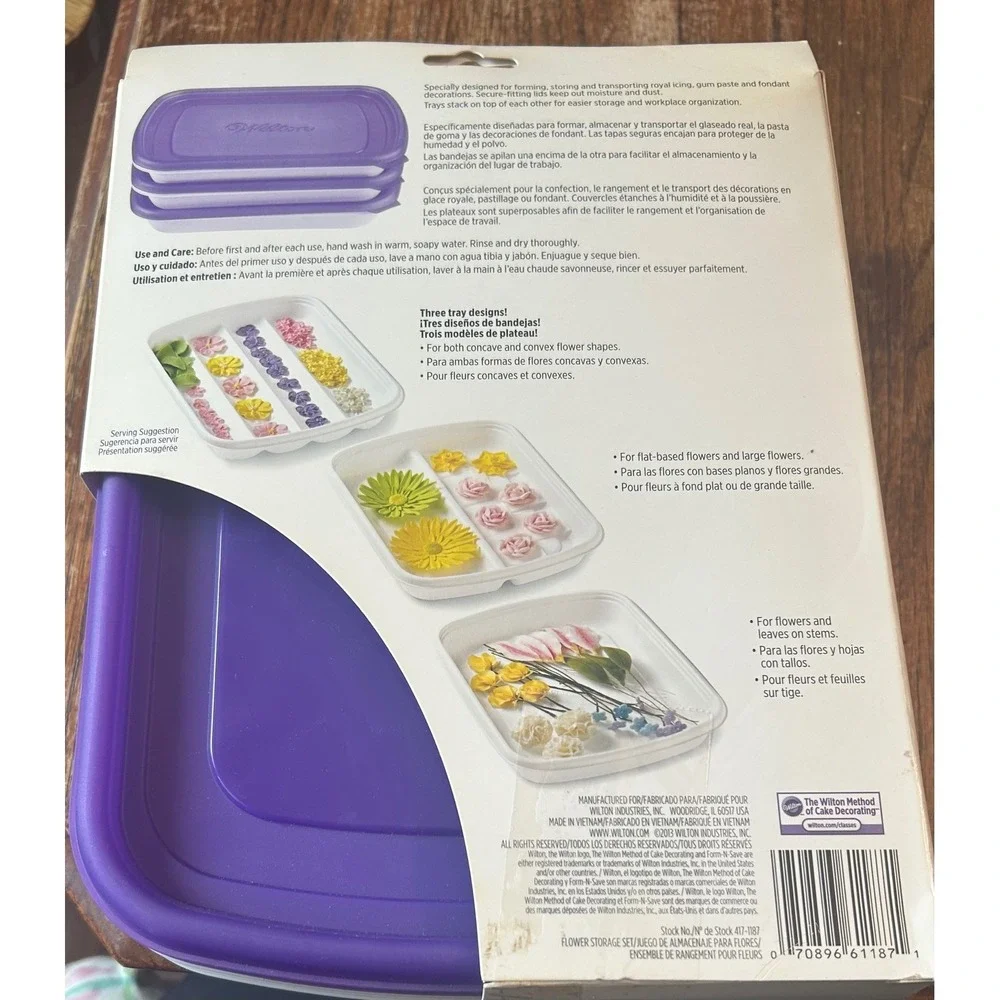 Wilton Form-N-Save Flower Storage Set 417-1187 Cake Decorating Trays Lids 6pc